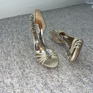Badgley Mischka Gold Women's Emma ll Embellished Heeled Size 9.5 Evening Shoes